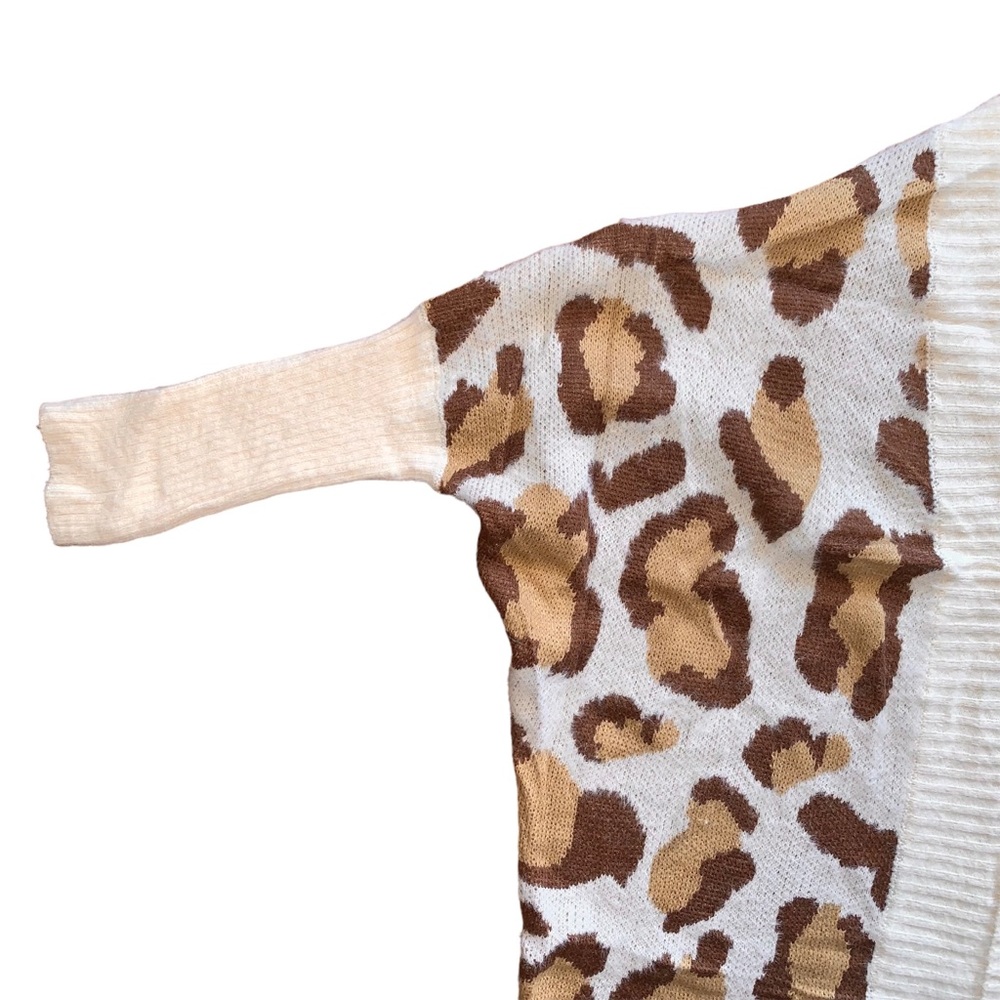 New Cozy Leopard Print Fuzzy Open Front Knit Card… - image 6